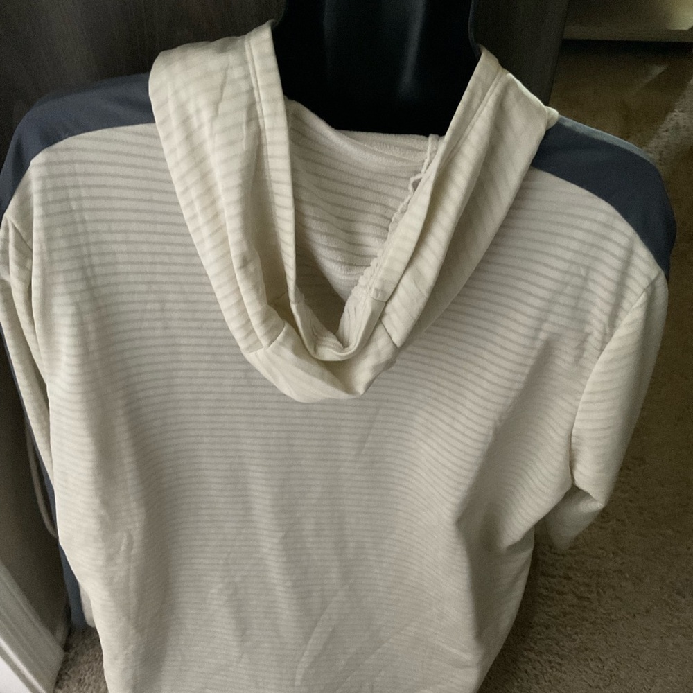 Mens used size XL ASICS white grey pullover hoodie long sleeve running Pre own - Picture 5 of 7